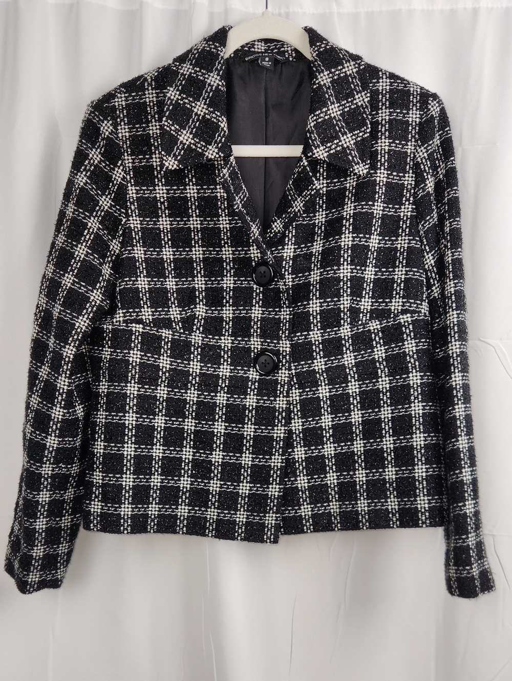 Briggs New York Black & White Plaid Tweed Blazer